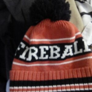 Red Fireball Beanie with Black Pom